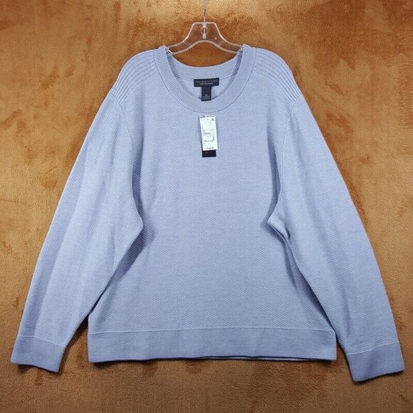 BLOOMINGDALES Sweater Mens XXL Gray Pullover Crew 100% Merino Wool $168 - Picture 1 of 7